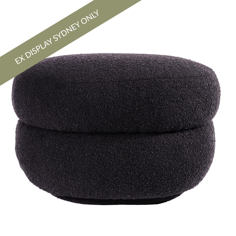 Aurora Foot Stool - Black Onyx Boucle - OUTLET NSW