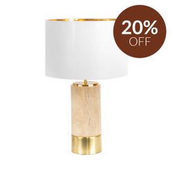 Paola Travertine Table Lamp - White Shade