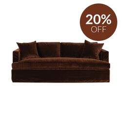 Birkshire 3 Seater Slip Cover Sofa - Dark Chocolate Velvet