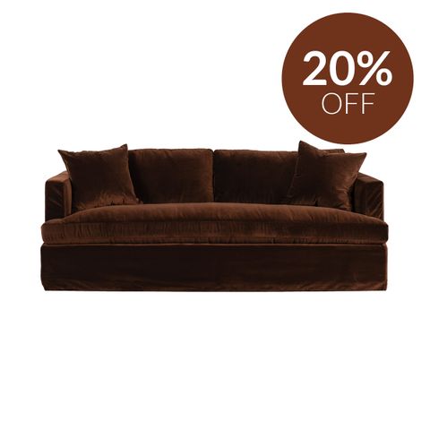 Birkshire 3 Seater Slip Cover Sofa - Dark Chocolate Velvet