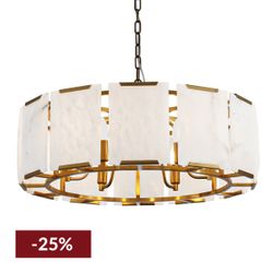 Florence Alabaster Pendant - Round Antique Brass