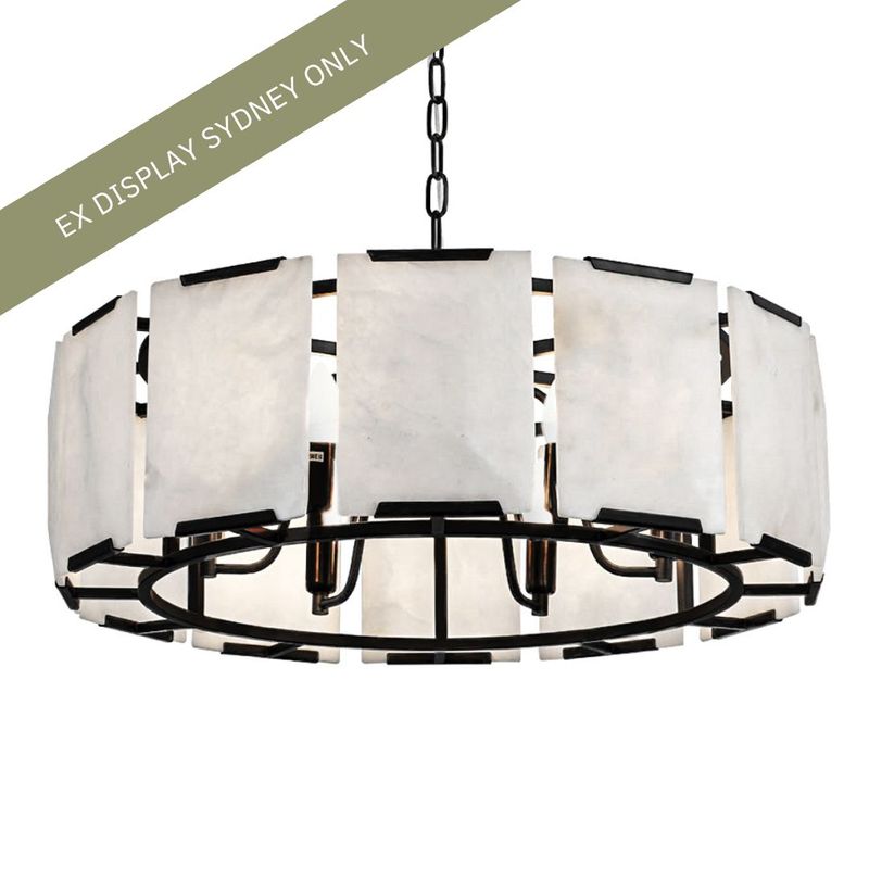 Florence Alabaster Pendant - Round Black