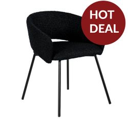 Delta Dining Chair - Black Onyx Boucle - OUTLET NSW