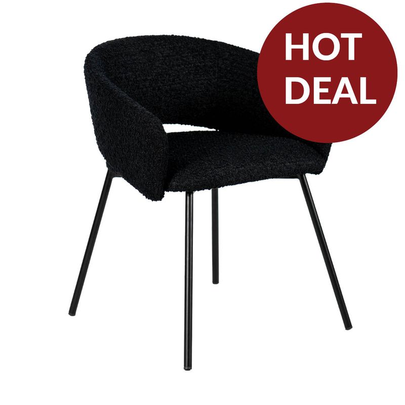 Delta Dining Chair - Black Onyx Boucle - OUTLET NSW