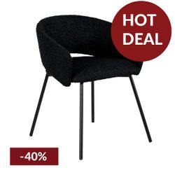 Delta Dining Chair - Black Onyx Boucle - OUTLET NSW