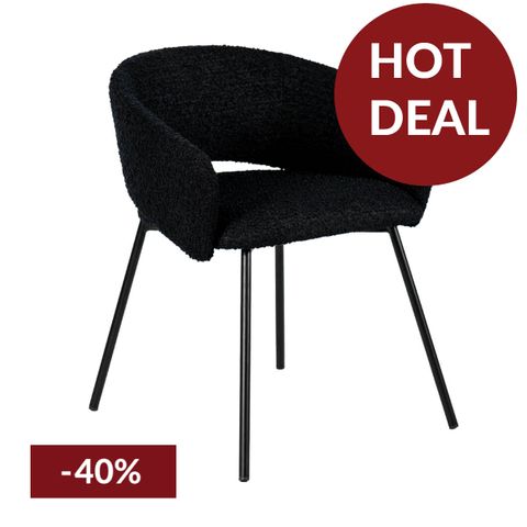 Delta Dining Chair - Black Onyx Boucle - OUTLET NSW