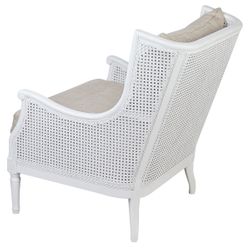 Havana White Rattan Arm Chair - Natural Linen - OUTLET NSW