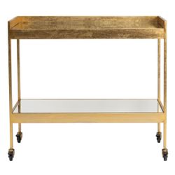 Fenton Mirrored Bar Cart - Gold Leaf - OUTLET VIC