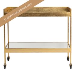 Fenton Mirrored Bar Cart - Gold Leaf - OUTLET VIC