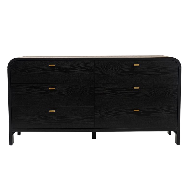 Chisholm Oak 6 Drawer Chest - Black