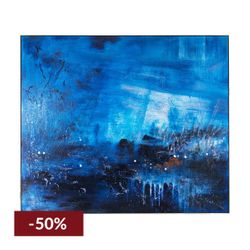 Emerging Blues Oil On Canvas Painting - Large