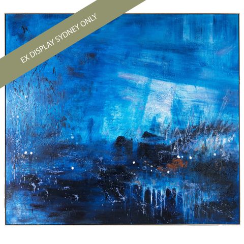 Emerging Blues Oil On Canvas Painting - Extra Large