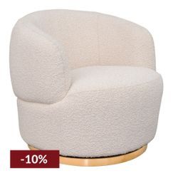 Tubby Swivel Arm Chair - Ivory Boucle