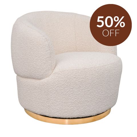 Tubby Swivel Arm Chair - Ivory Boucle