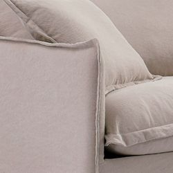 Cove 3 Seater Slip Cover Sofa - Taupe Linen