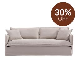 Cove 3 Seater Slip Cover Sofa - Taupe Linen