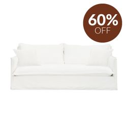 Cove 3 Seater Slip Cover Sofa - White Linen