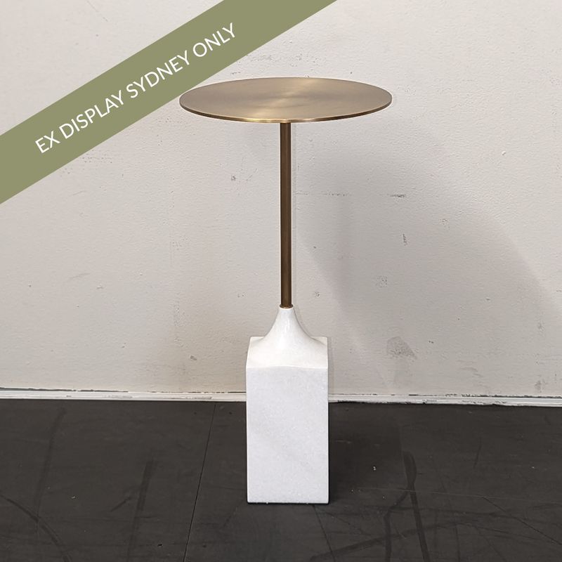 Rufus Marble Side Table - White - OUTLET NSW