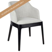 Hayes Black Dining Chair - Natural Linen - OUTLET VIC