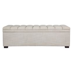 Soho Storage Bench Ottoman - Off White Linen