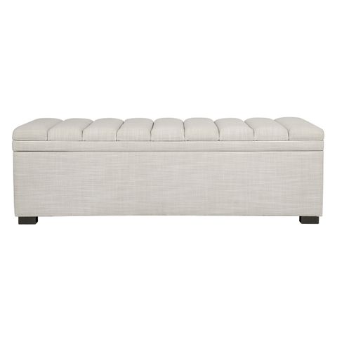 Soho Storage Bench Ottoman - Off White Linen