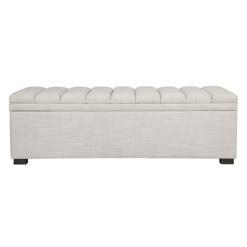 Soho Storage Bench Ottoman - Off White Linen