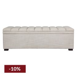 Soho Storage Bench Ottoman - Off White Linen