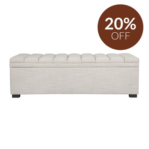 Soho Storage Bench Ottoman - Off White Linen