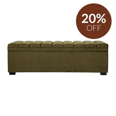 Soho Storage Bench Ottoman - Olive Velvet