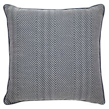 Candace Square Feather Cushion - Chevron Blue Linen