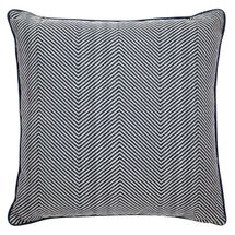 Candace Square Feather Cushion - Chevron Blue Linen