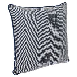 Candace Square Feather Cushion - Chevron Blue Linen