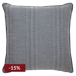 Candace Square Feather Cushion - Chevron Blue Linen