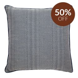 Candace Square Feather Cushion - Chevron Blue Linen