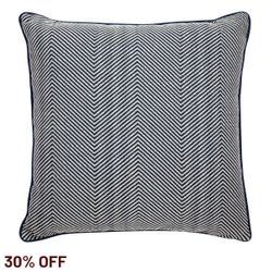 Candace Square Feather Cushion - Chevron Blue Linen