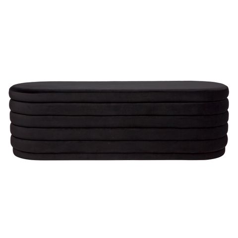 Demi Storage Bench Ottoman - Black Velvet