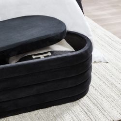 Demi Storage Bench Ottoman - Black Velvet