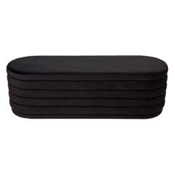 Demi Storage Bench Ottoman - Black Velvet