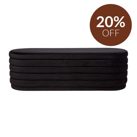 Demi Storage Bench Ottoman - Black Velvet