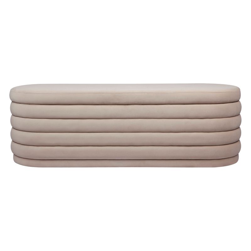 Demi Storage Bench Ottoman - Nude Velvet