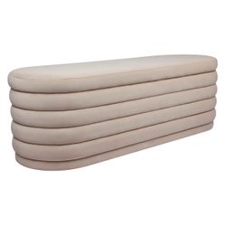 Demi Storage Bench Ottoman - Nude Velvet