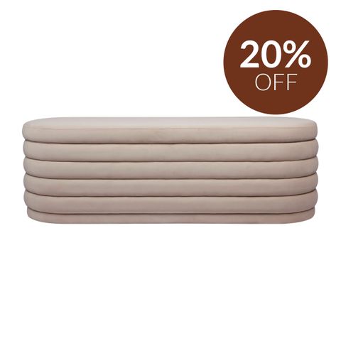 Demi Storage Bench Ottoman - Nude Velvet