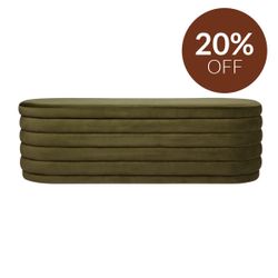 Demi Storage Bench Ottoman - Olive Velvet