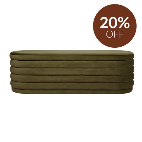 Demi Storage Bench Ottoman - Olive Velvet