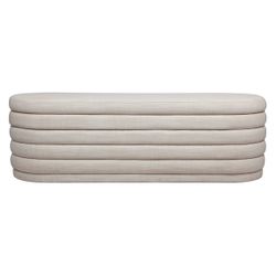 Demi Storage Bench Ottoman - Off White Linen