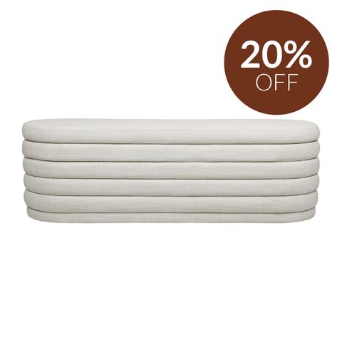 Demi Storage Bench Ottoman - Off White Linen