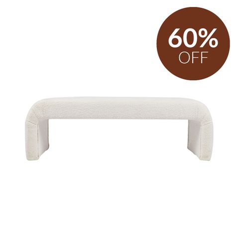 The Curve Bench Ottoman - White Boucle