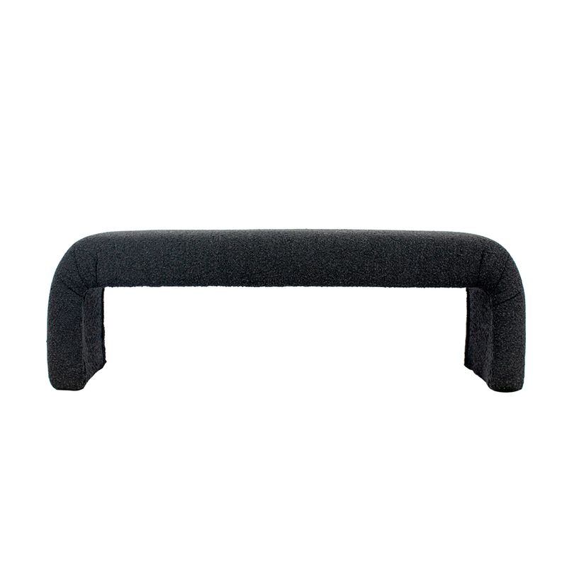 The Curve Bench Ottoman - Black Onyx Boucle