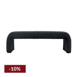 The Curve Bench Ottoman - Black Onyx Boucle