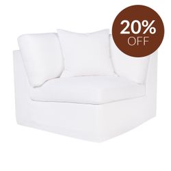 Birkshire Slip Cover Corner Seat Chair - White Linen